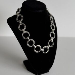 Ralph Lauren Silver Tone Toggle Chain Necklace Rope Link Design